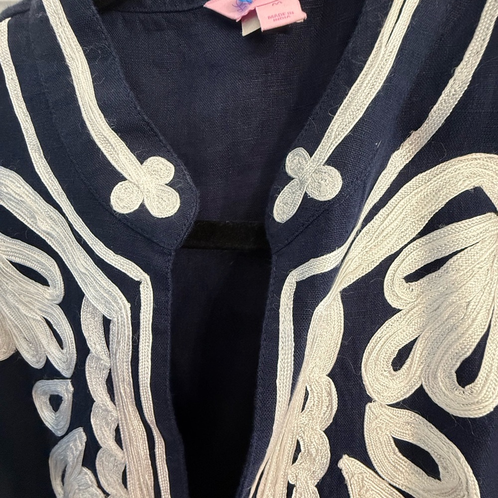 Lilly Pulitzer Dark navy and Cream linen style Dress - Picture 2 of 2